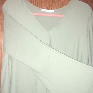 mint bell sleeve blouse